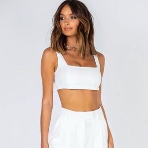 Princess Polly Huxley White Crop Top